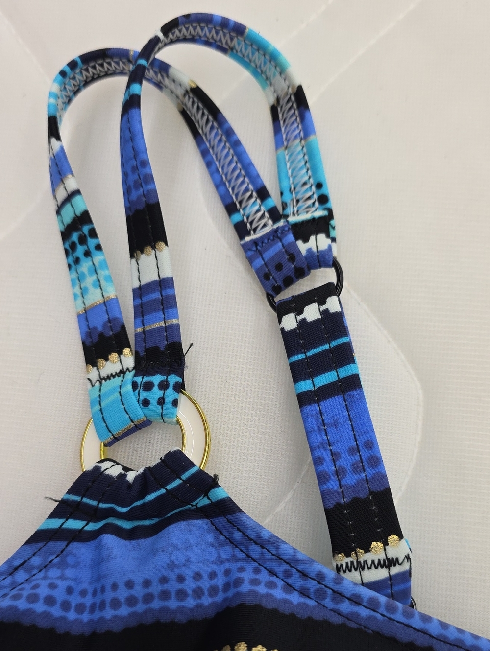 Blue Striped Women's Tank Top With Adjustable Straps - Picture 5 of 6